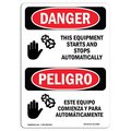 Signmission OSHA Sign, Starts & Stops Automatically Bilingual, 5in X 3.5in, 10PK, 3.5" W, 5" H, Spanish, PK10 OS-DS-D-35-VS-1589-10PK